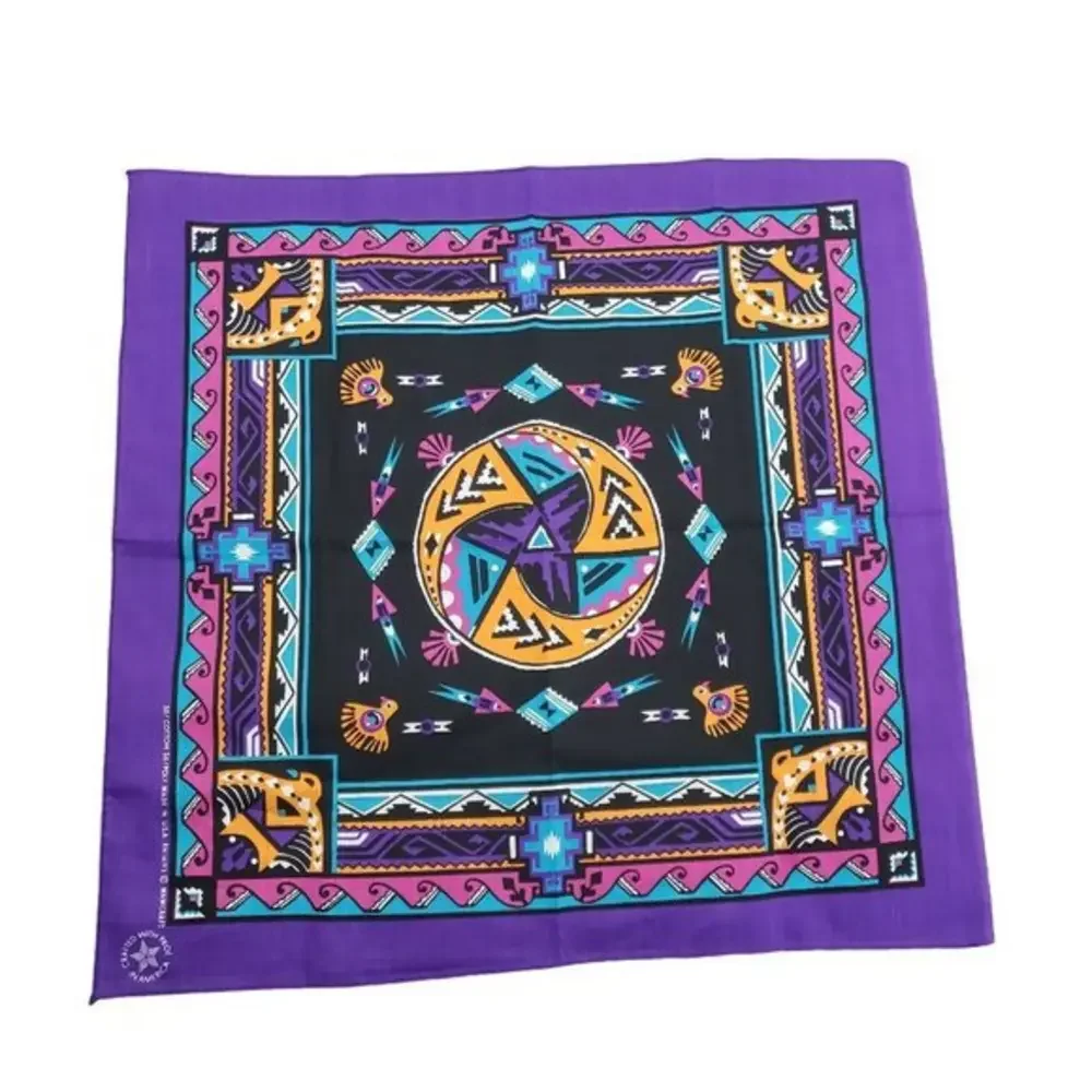 Vintage‎ Wamcraft Aztec Western Print Bandana Made In USA